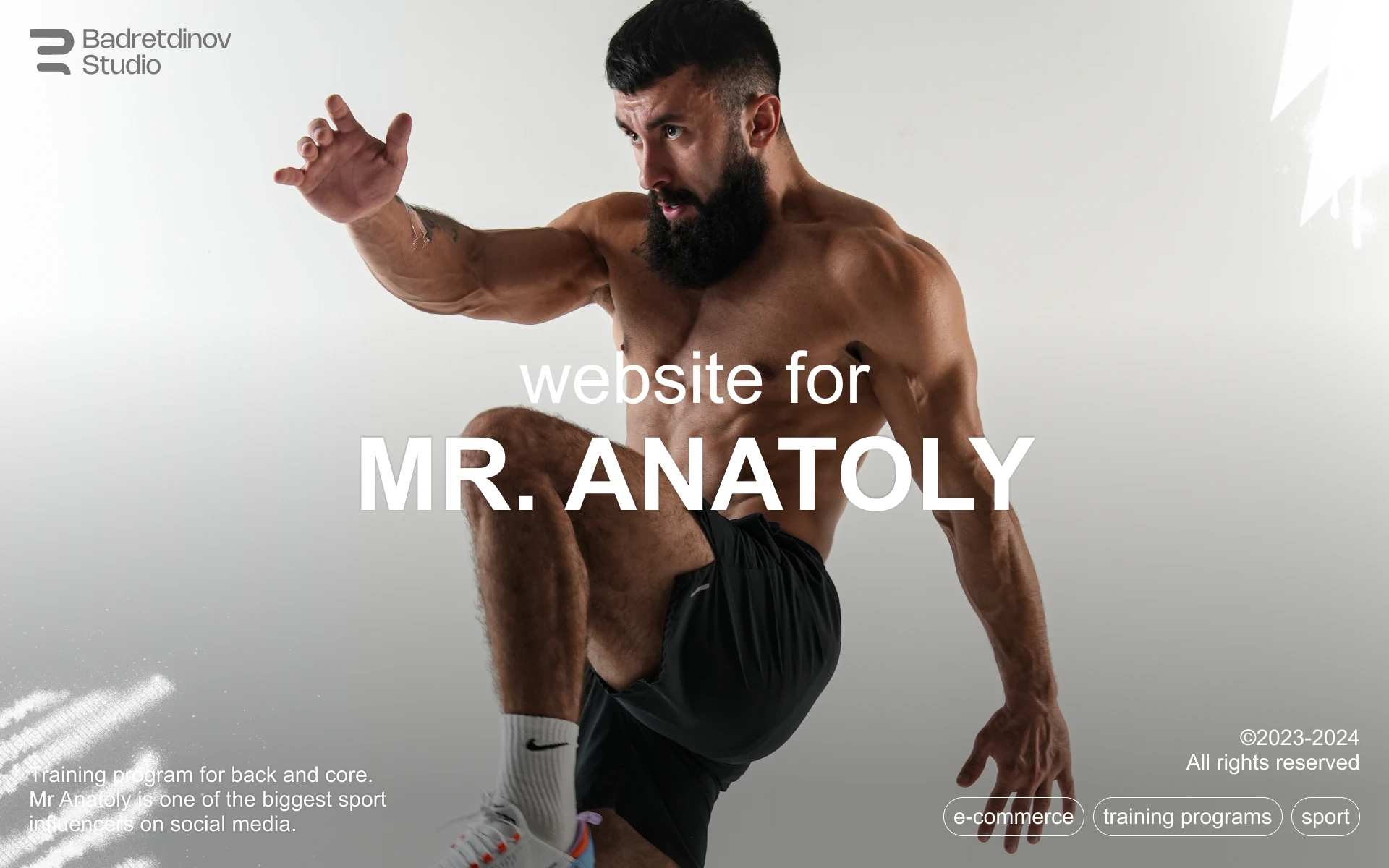 Anatoly Fit project cover featuring Anatoly and the fitness website presentation